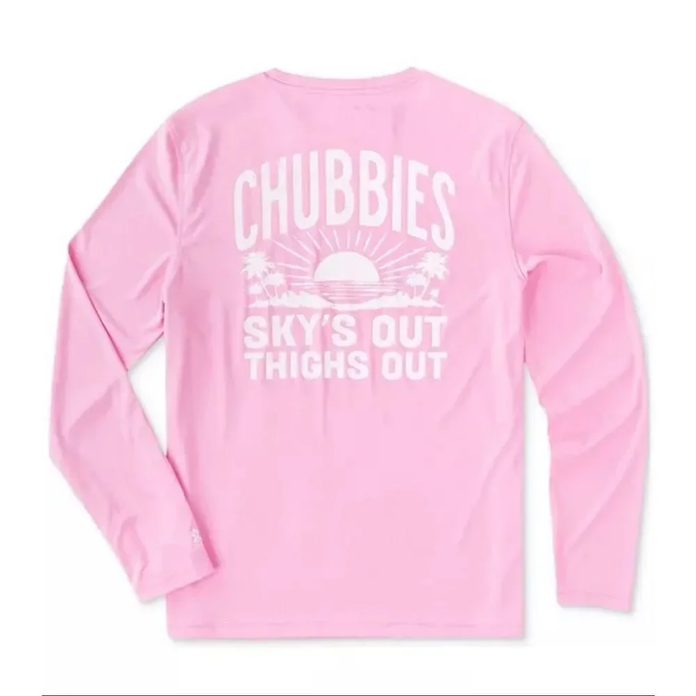 Chubbies Pink N' Proud Sun Crew Long Sleeve T-Shirt Pink Medium